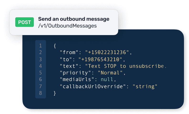 Example of an outbound message